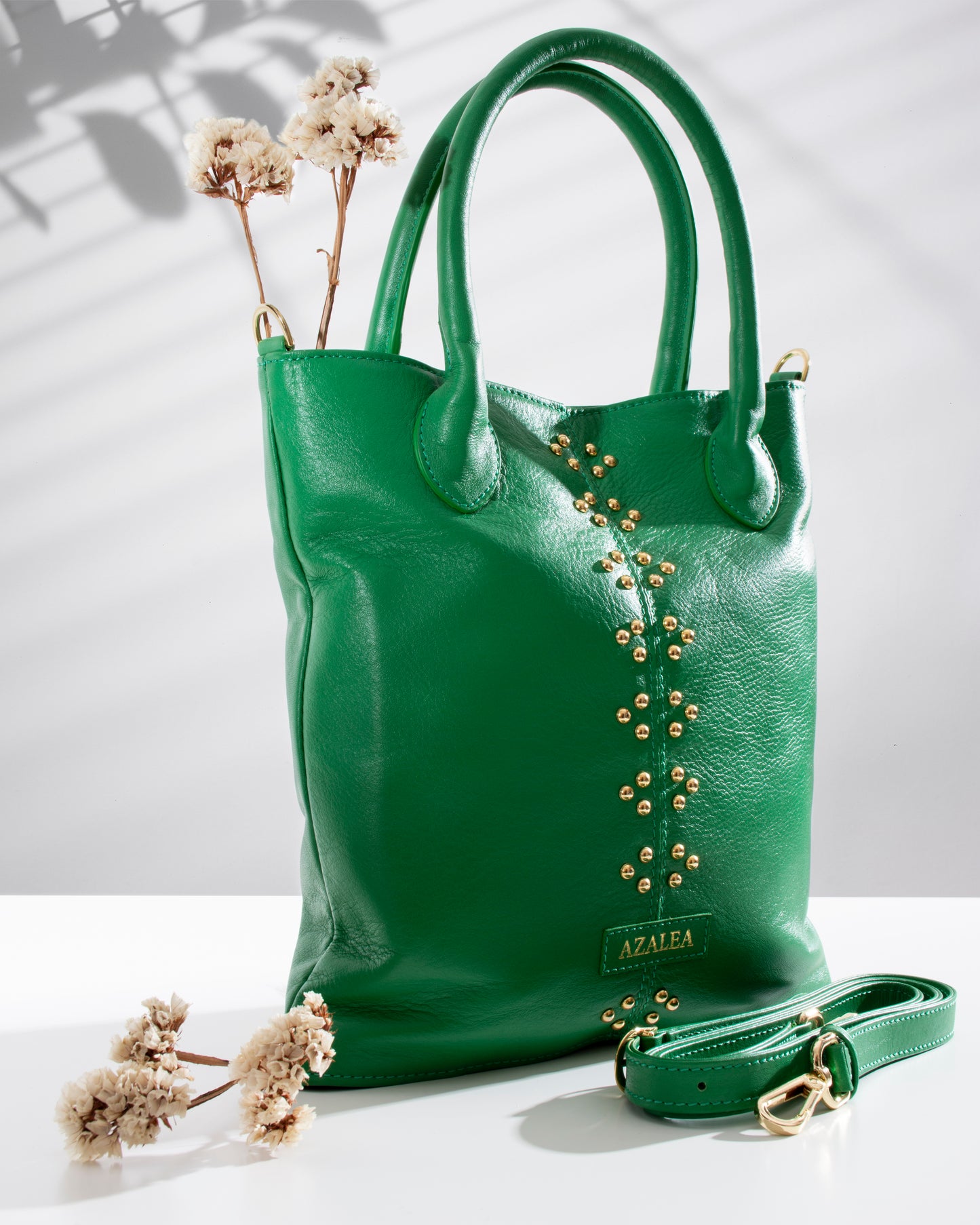 AZALEA Victoria zöld, elegáns kézi bőrtáska csatolható pántal